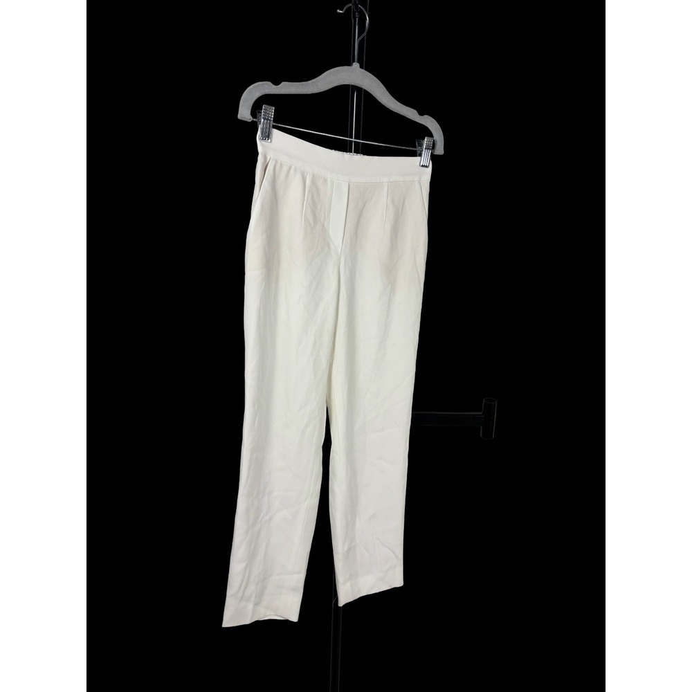 Babaton Atelier Cropped Trousers‎ White Chic Quiet Luxury M Mid Rise Pants Sz 00
